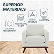 Pemberly Row Modern Faux Leather Arm Chair With Birch Wood Base White