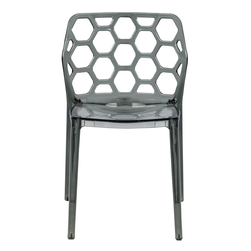 Pemberly Row Modern Plastic Dining Side Chair Honeycomb Design in Black