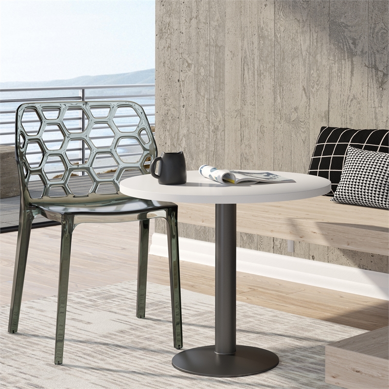 Pemberly Row Modern Plastic Dining Side Chair Honeycomb Design in Black
