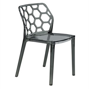 Pemberly Row Modern Plastic Dining Side Chair Honeycomb Design in Black