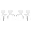 Pemberly Row Dining Side Chair With Strong Metal Legs in Clear Set of 4