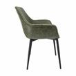 Pemberly Row Leather Dining Armchair Metal Legs Set of 4 in Olive Green