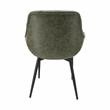 Pemberly Row Leather Dining Armchair Metal Legs Set of 4 in Olive Green