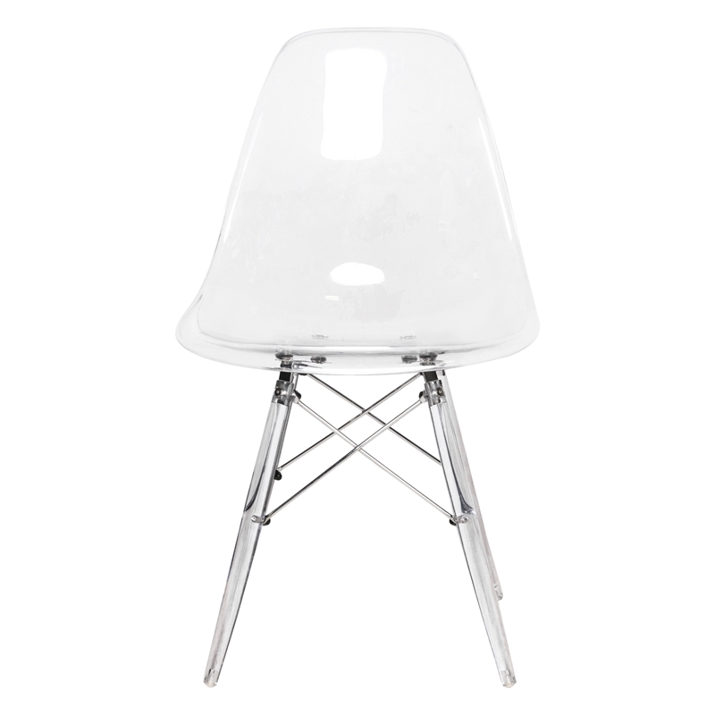 Pemberly Row Dining Side Chair With Acrylic Eiffel Base in Clear Set of 4