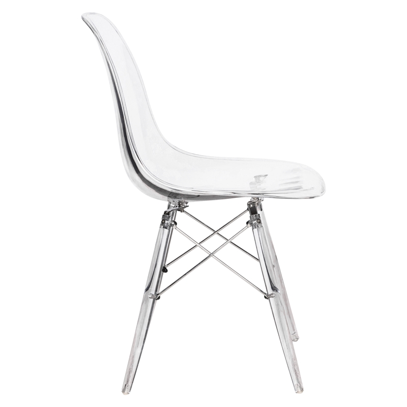 Pemberly Row Dining Side Chair With Acrylic Eiffel Base in Clear Set of 4