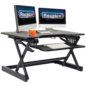 Pemberly Row 32&quot Height Adjustable Standing Desk Converter in Black