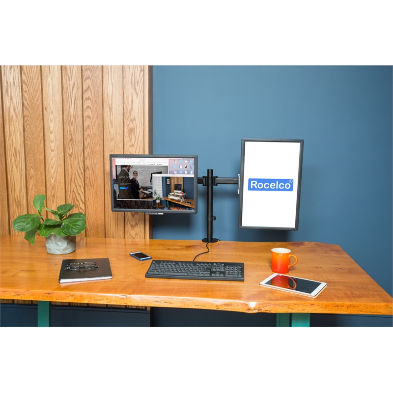 Pemberly Row Premium Desk Computer Monitor Mount - VESA pattern - Black