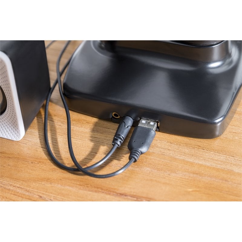 Pemberly Row Premium Double Monitor Desk Mount/USB 2.0 and Audio Port Black