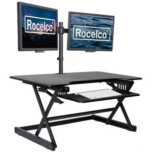 Pemberly Row 38&quot Large Height Adjustable Standing Desk Converter - Black