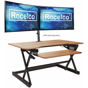 Pemberly Row 40&quot Large Height Adj Standing Desk Converter - Teak Wood Grain