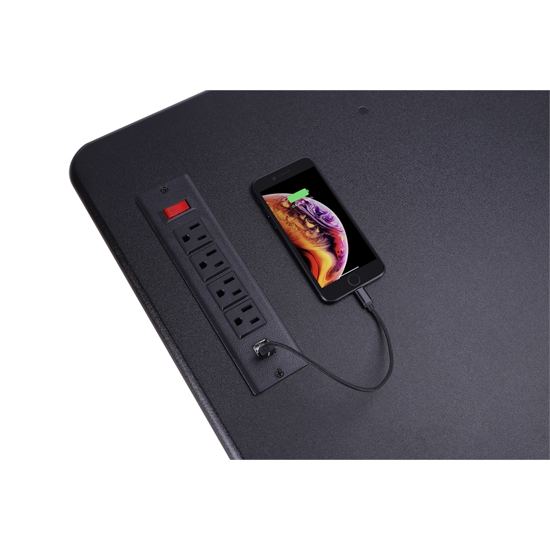 Pemberly Row 46in Adj Standing Desk Converter Triple Monitor Arm BUNDLE Black