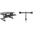 Pemberly Row Adj Corner Standing Desk Converter Dual Monitor Arm Bundle Black