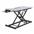 Pemberly Row Standing Desk Converter Dual Monitor Riser w/Tablet Mount Gray