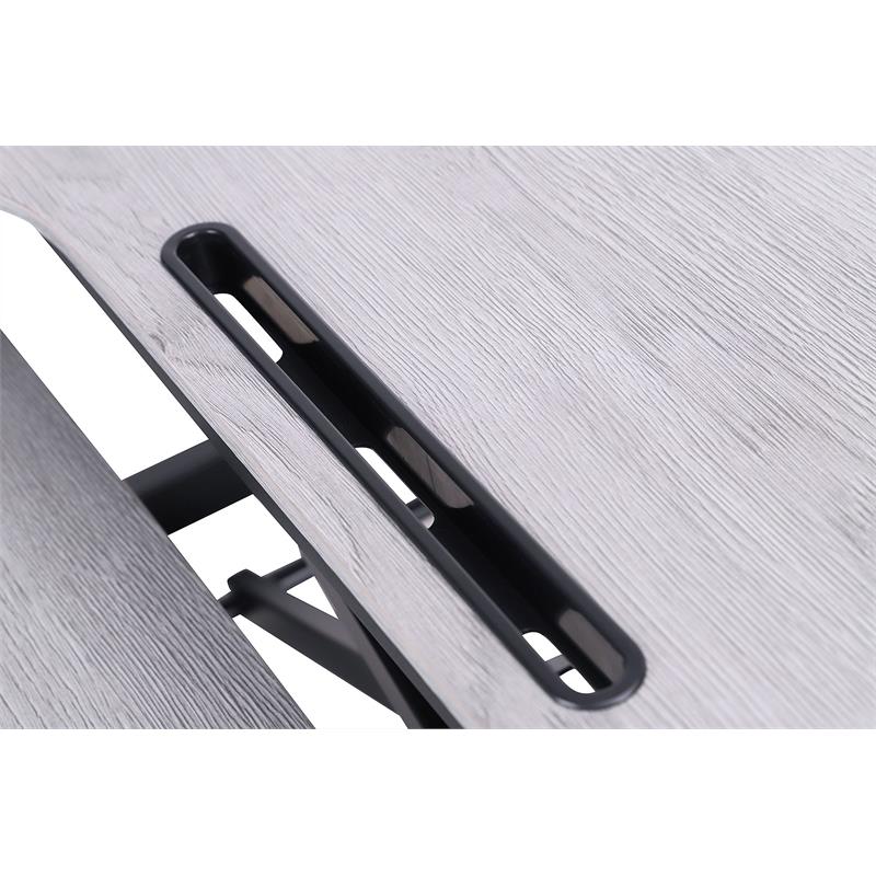 Pemberly Row Standing Desk Converter Dual Monitor Riser w/Tablet Mount Gray