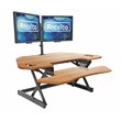 Pemberly Row Corner Standing Desk Converter Dual Monitor Arm Bundle Teak Wood