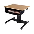 Pemberly Row Mobile School Standing Desk & Book Box Bundle in Wood Grain/Black