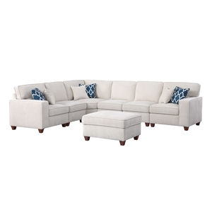 Pemberly Row 7-Piece Upholstered Modern Chenille Sectional in Beige
