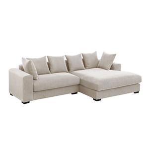 Pemberly Row 3 - Piece Upholstered Corduroy Sectional Sofa With Chaise-Beige