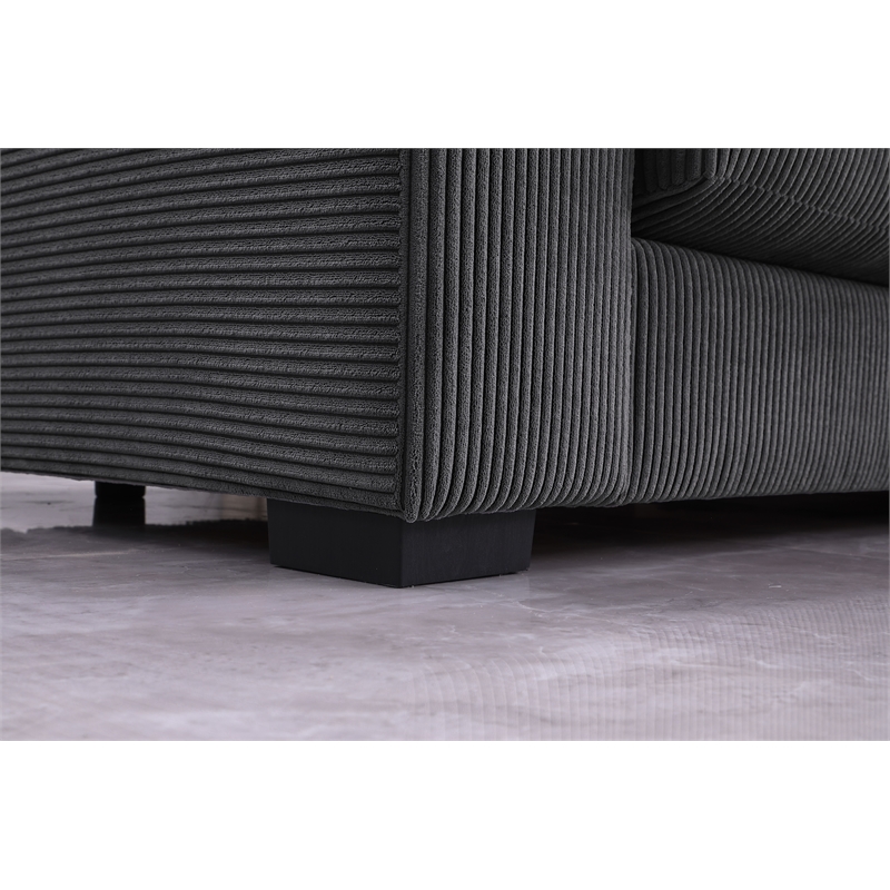 Pemberly Row 4-Piece Corduroy Sectional Sofa With Chaise & Ottoman-Dark Gray