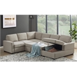 Pemberly Row Linen Left Hand Facing Sectional Sleeper Sofa Bed & Couch-Beige