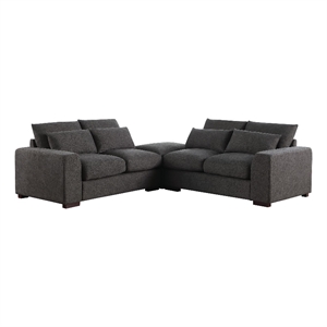 Pemberly Row Square Arm Modular Reversible Sectional Sofa & Ottoman-Dark Gray