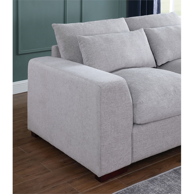 Pemberly Row Square Arm Modular Reversible Sectional Sofa & Ottoman-LightGray