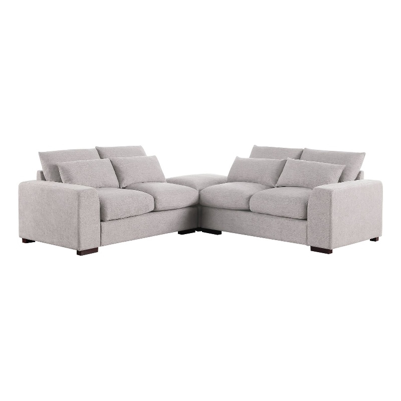 Pemberly Row Square Arm Modular Reversible Sectional Sofa & Ottoman-LightGray