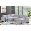 Pemberly Row Fabric Linen Left Hand Facing Sectional Sleeper Sofa Bed-LightGray