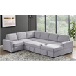 Pemberly Row Fabric Linen Left Hand Facing Sectional Sleeper Sofa Bed-LightGray