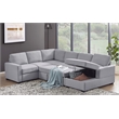 Pemberly Row Fabric Linen Left Hand Facing Sectional Sleeper Sofa Bed-LightGray