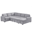 Pemberly Row Fabric Linen Left Hand Facing Sectional Sleeper Sofa Bed-LightGray