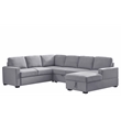Pemberly Row Fabric Linen Left Hand Facing Sectional Sleeper Sofa Bed-LightGray