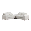 Pemberly Row Fabric Square Arm Modular Reversible Sectional Sofa & Ottoman-Beige