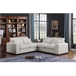 Pemberly Row Fabric Square Arm Modular Reversible Sectional Sofa & Ottoman-Beige