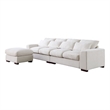 Pemberly Row Fabric Square Arm Modular Reversible Sectional Sofa & Ottoman-Beige