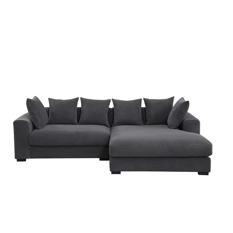 Pemberly Row 3-Piece Upholstered Corduroy Sectional Sofa With Chaise - Dark Gray