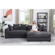 Pemberly Row 3-Piece Upholstered Corduroy Sectional Sofa With Chaise - Dark Gray