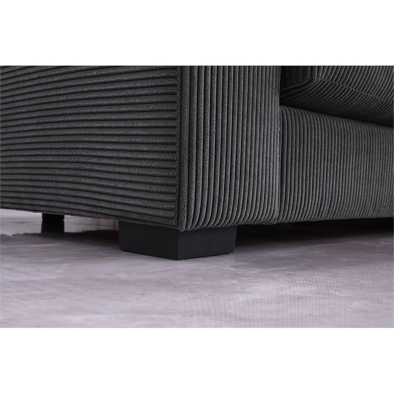 Pemberly Row 3-Piece Upholstered Corduroy Sectional Sofa With Chaise - Dark Gray
