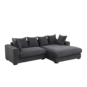 Pemberly Row 3-Piece Upholstered Corduroy Sectional Sofa With Chaise - Dark Gray