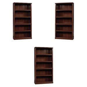 Pemberly Row Engineered Wood 5 Shelf Bookcase in Select Cherry - Set of 3
