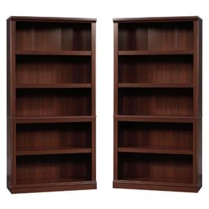 Pemberly Row Engineered Wood 5 Shelf Bookcase in Select Cherry - Set of 2
