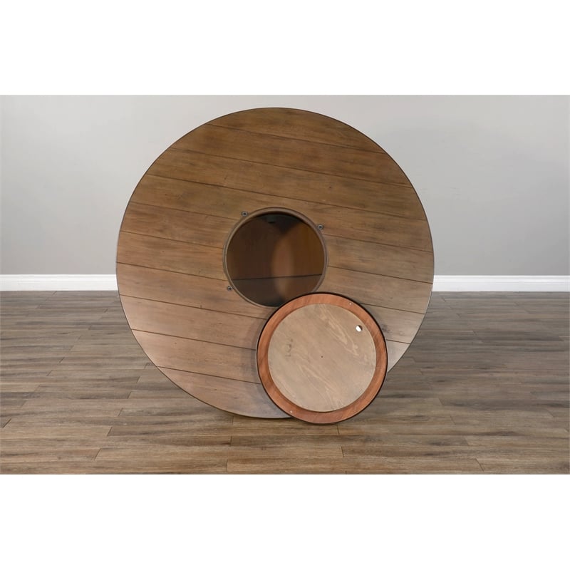 Pemberly Row Contemporary Mahogany Solids & Veneers Round Barrel Pub Table