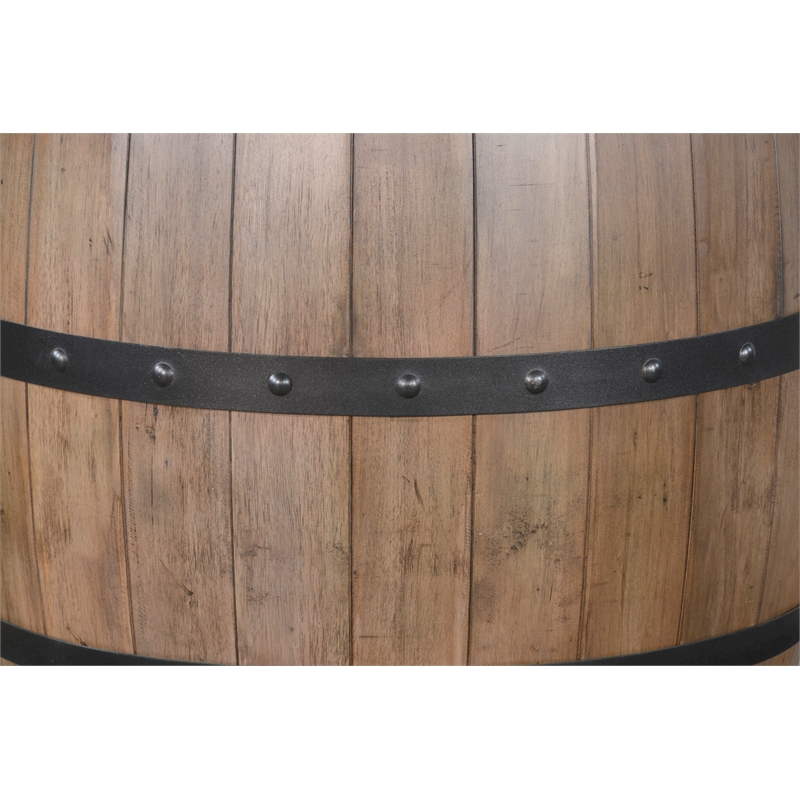 Pemberly Row Contemporary Mahogany Solids & Veneers Round Barrel Pub Table