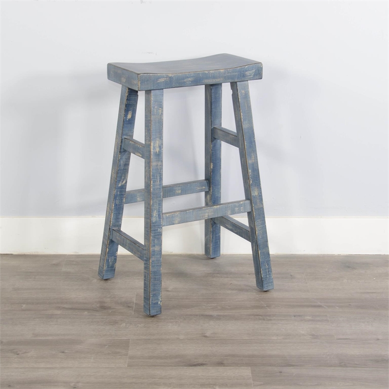Pemberly Row Contemporary Mahogany Solids & Veneers Ocean Blue Pub Wood Table