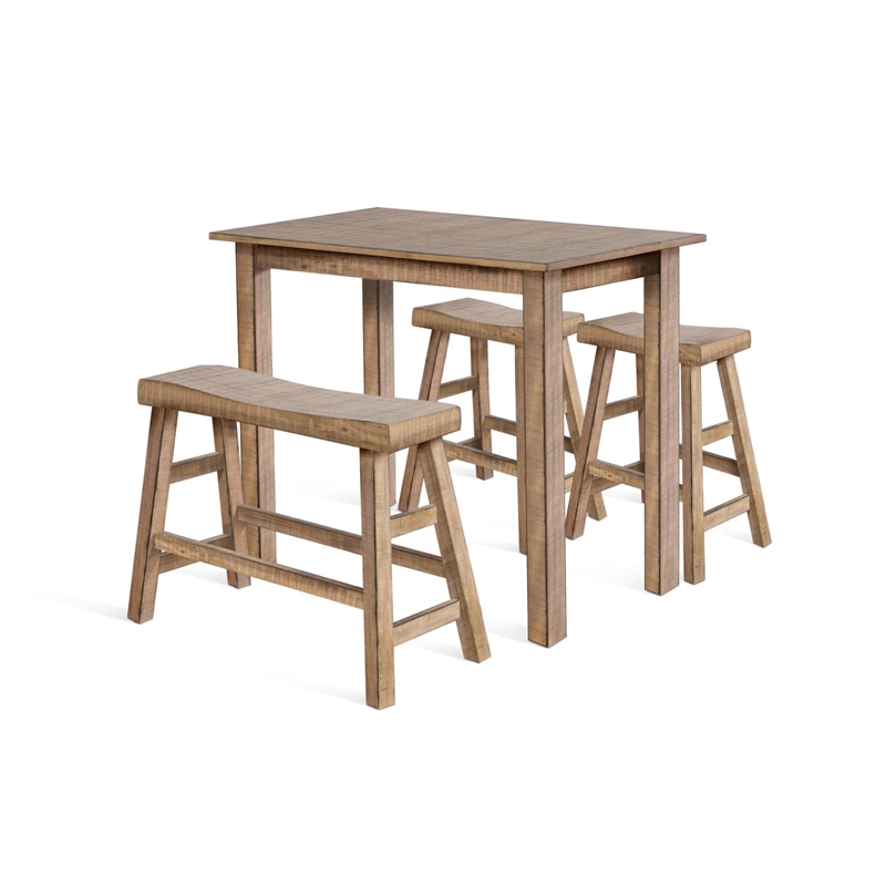 Pemberly Row Contemporary Mahogany Solids & Veneers Beach Pebble Pub Wood Table