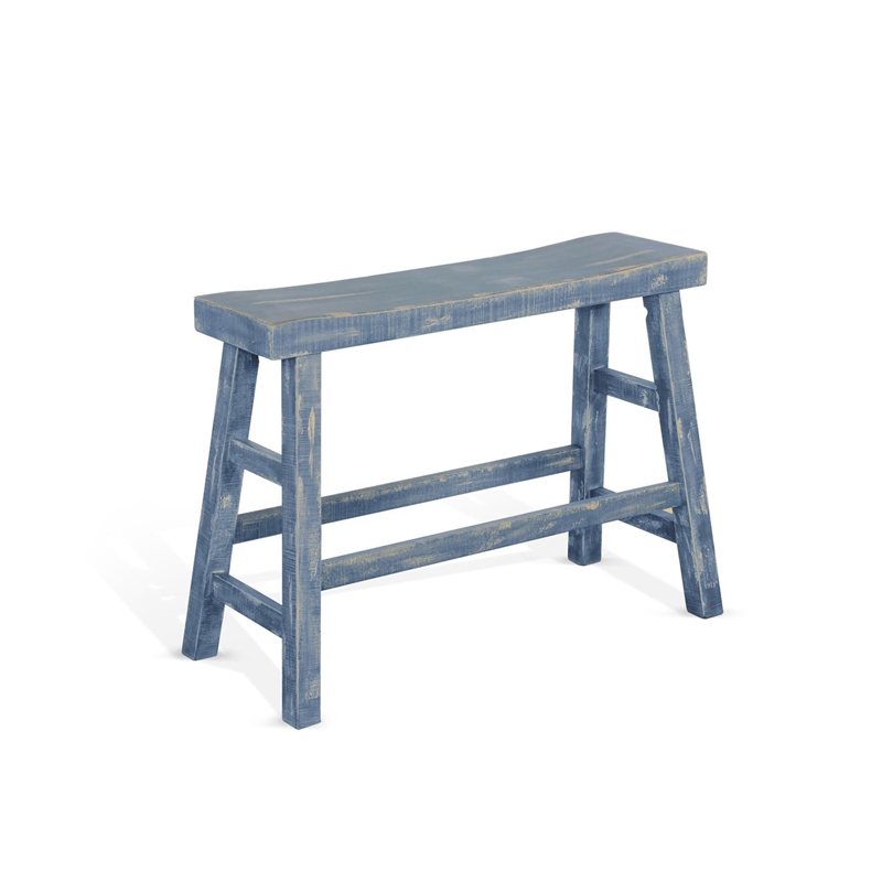 Pemberly Row Contemporary Mahogany Solids Ocean Blue Counter Wood Table