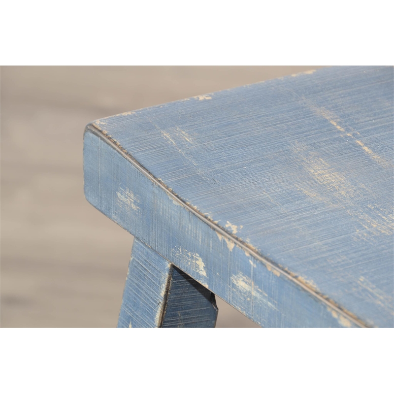 Pemberly Row Contemporary Mahogany Solids Ocean Blue Counter Wood Table