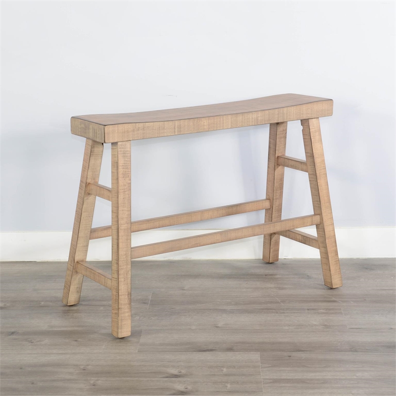 Pemberly Row Contemporary Mahogany Solids Beach Pebble Counter Wood Table