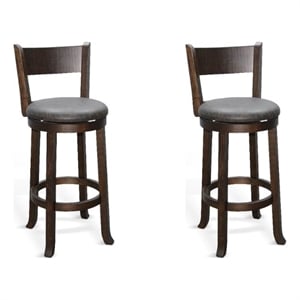 Pemberly Row Contemporary Tobacco Leaf 30&quotH Swivel Upholstered Barstool-Set of 2