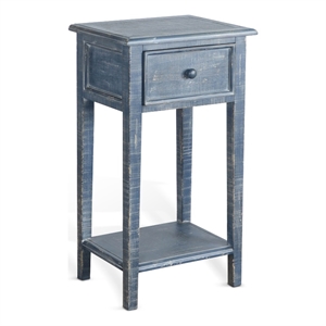 Pemberly Row Contemporary Wood Ocean Blue Side Table with Drawer